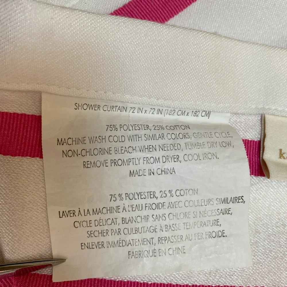 Kate Spade New York Shower Curtain Hot Pink White Stripes Harbour Stripe Barbie